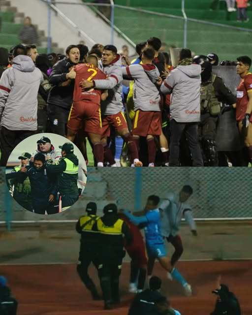 Các cầu thủ và cả HLV của Blooming lẫn Real Oruro lao vào hỗn chiến