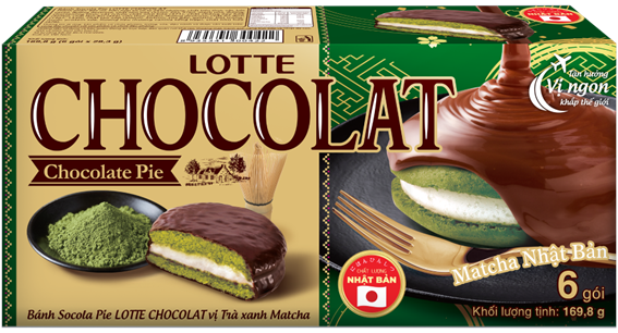 Bánh Socola Pie LOTTE CHOCOLAT vị Trà xanh Matcha, thêm vị - thêm lựa chọn cho ngày dài bận rộn