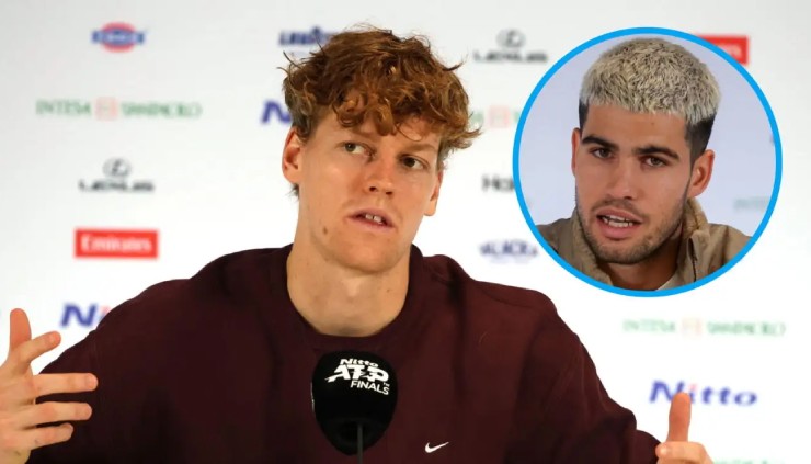 Sức kiếm tiền của Sinner (ảnh lớn) và Alcaraz (ảnh nhỏ) tỷ lệ thuận với phong độ năm 2025