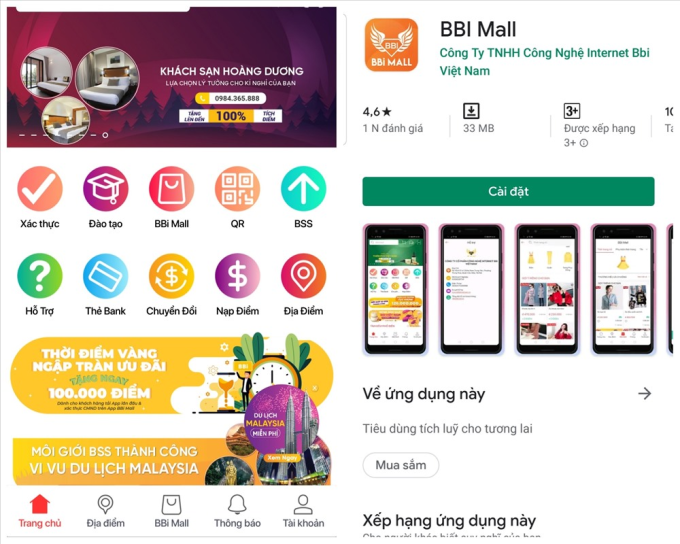Ứng dụng BBI Mall. Ảnh: BBI