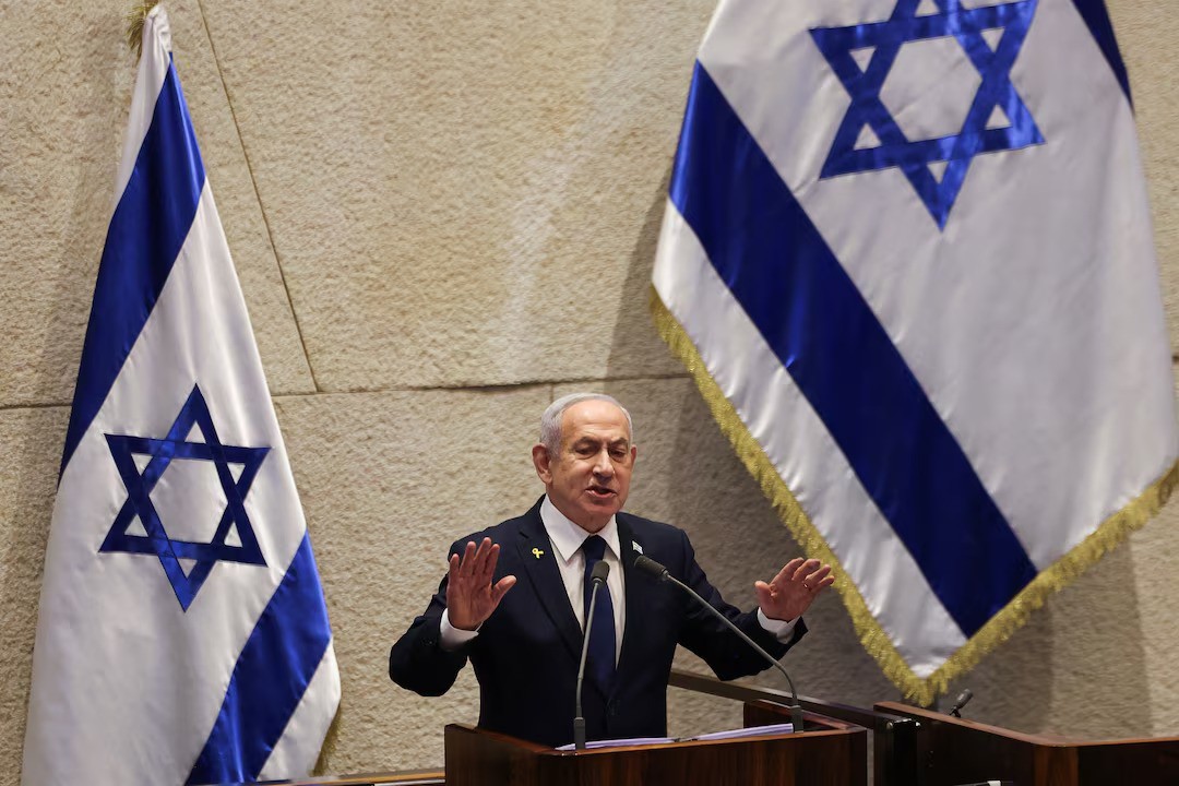Ông Netanyahu trong một cuộc họp với Quốc hội Israel (ảnh: Reuters)