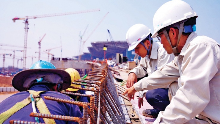 Thi công trên công trường sân bay Long Thành