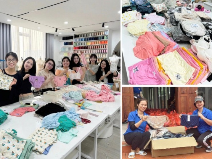 Hội chị em yêu may vá làm hàng ngàn chiếc đồ lót tặng bà con vùng lũ