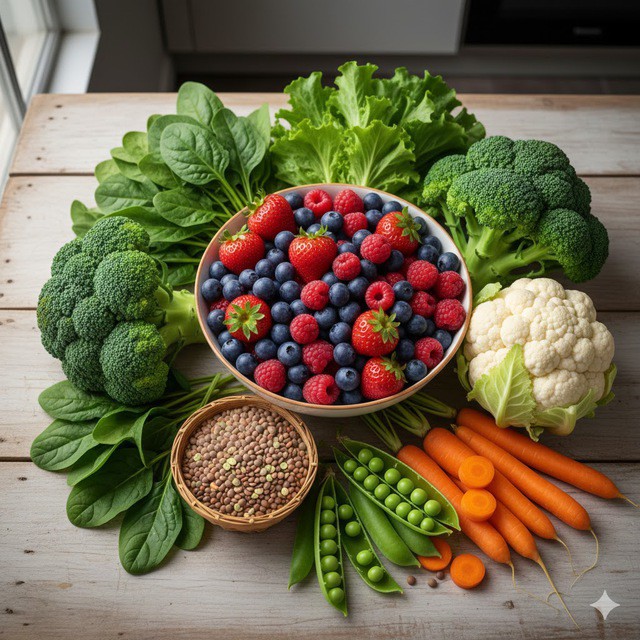 Giải độc gan và tăng cường chức năng gan mỗi ngày với rau xanh, quả mọng và các loại đậu...