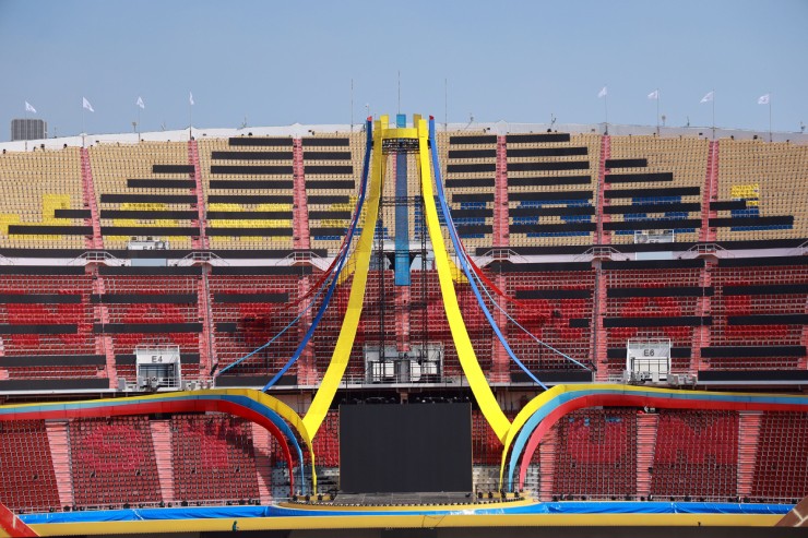 Sân khấu chính của lễ khai mạc SEA Games đã được dựng lên ở khu vực khán đài B. 