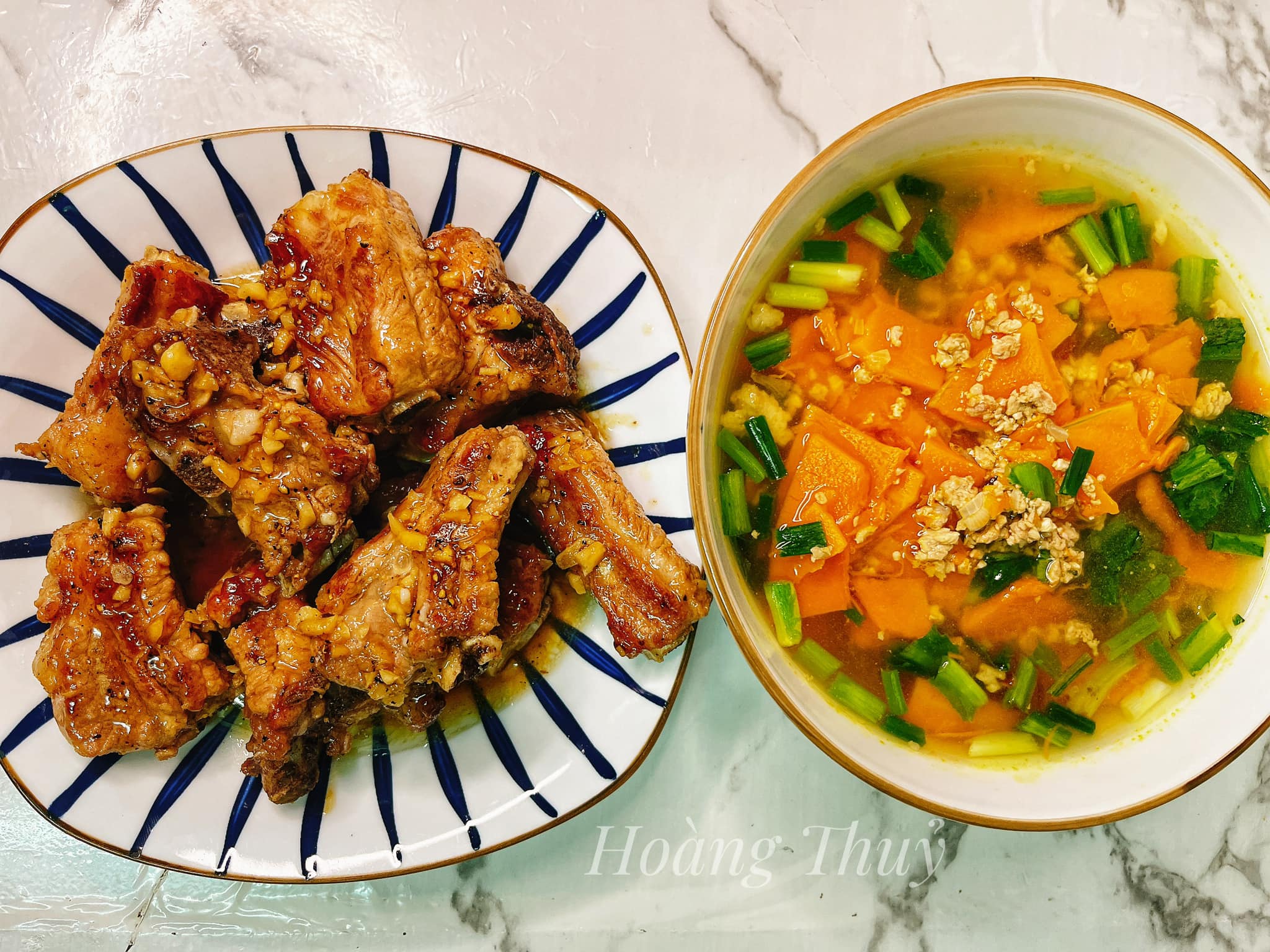 Sườn xào chua ngọt - Canh bí thịt băm