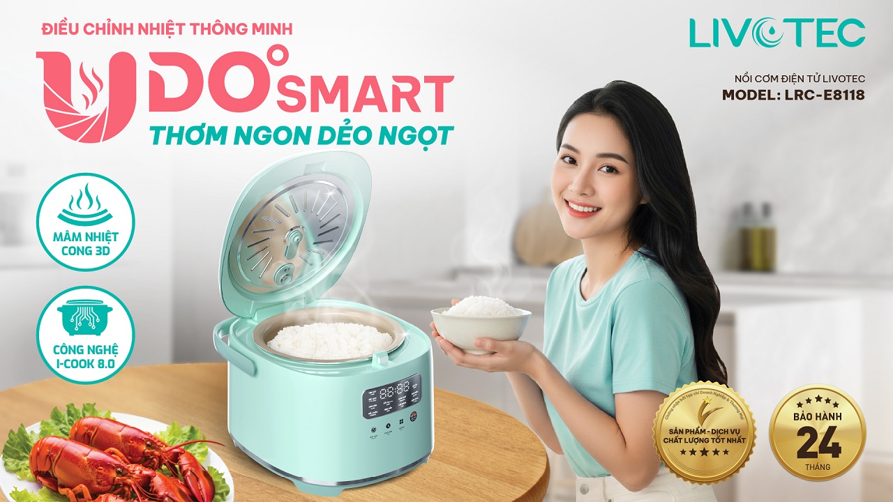 Nồi cơm điện Livotec với công nghệ Udo Smart thông minh – Cơm thơm ngon dẻo ngọt suốt 48h