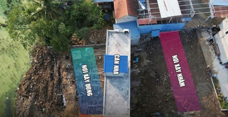 Vị trí căn nhà đang dần được chuyển về vị trí đất của ông Hữu.