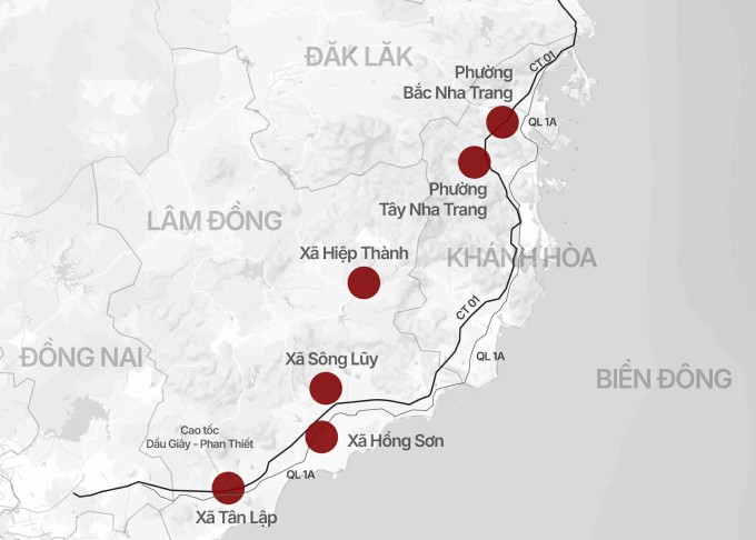 Các khu vực ngập ở Nam Trung Bộ và Tây Nguyên. Đồ họa: Hoàng Thanh