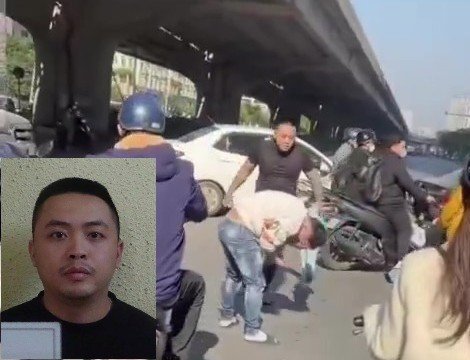 Hình ảnh đối tượng Linh đánh người khác sau va chạm giao thông.