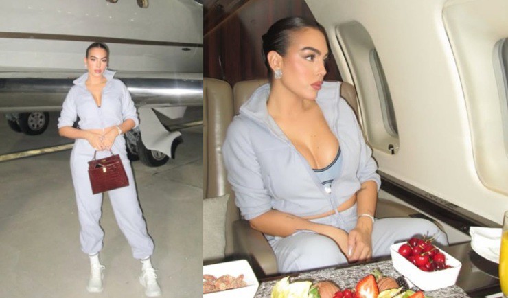 Georgina tạo dáng bên cạnh vô số món ngọt hấp dẫn