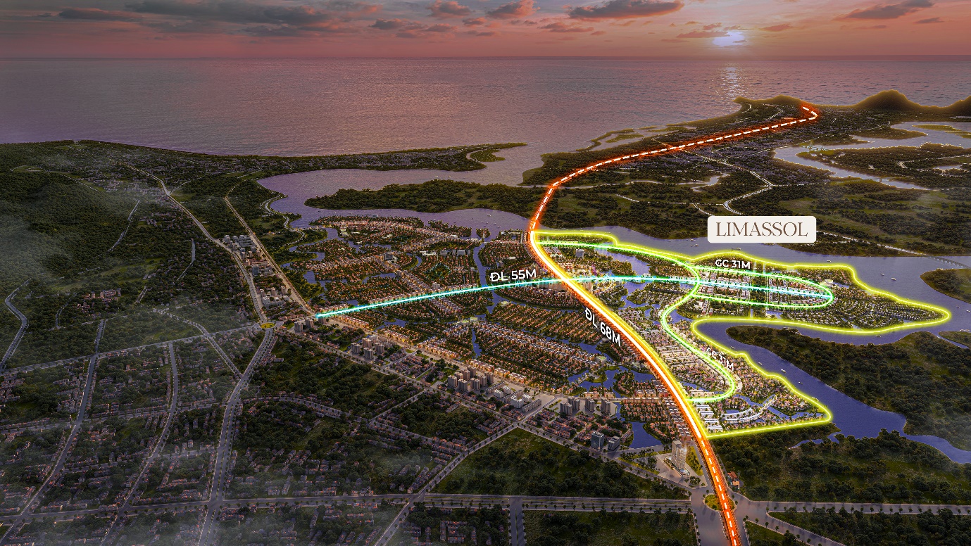 Phân khu Limassol sở hữu ưu thế hạ tầng, thuận tiện kết nối nội và ngoại khu