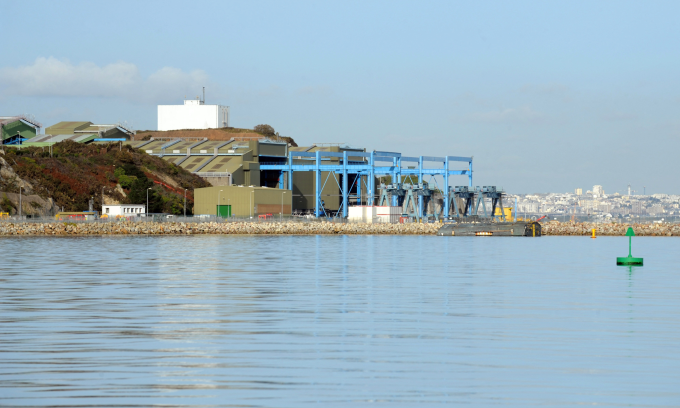 Căn cứ Ile Longue trong cuộc diễn tập mô phỏng tình huống xảy ra ô nhiễm hạt nhân hồi năm 2011. Ảnh: AFP