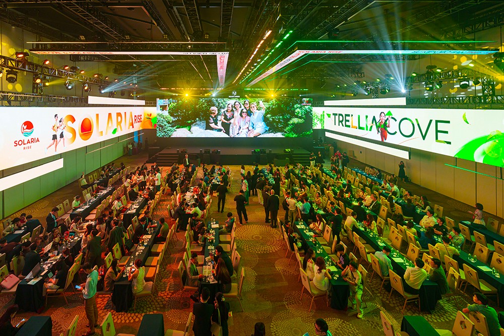 Toàn cảnh khu vực diễn ra phiên mở bán phân khu cao tầng Solaria Rise (Waterpoint) và Trellia Cove (Mizuki Park) sáng ngày 6/12.