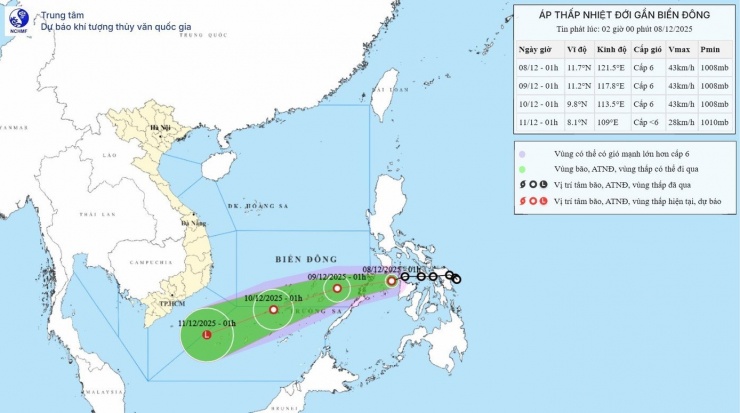 Áp thấp nhiệt đới hình thành, vùng biển Đà Nẵng đến Đắk Lắk có gió giật cấp 7-8 - 1