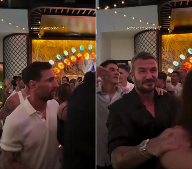 Khoảnh khắc Messi tỏ ra khá “gượng gạo” khi tham gia buổi tiệc mừng cùng các đồng đội