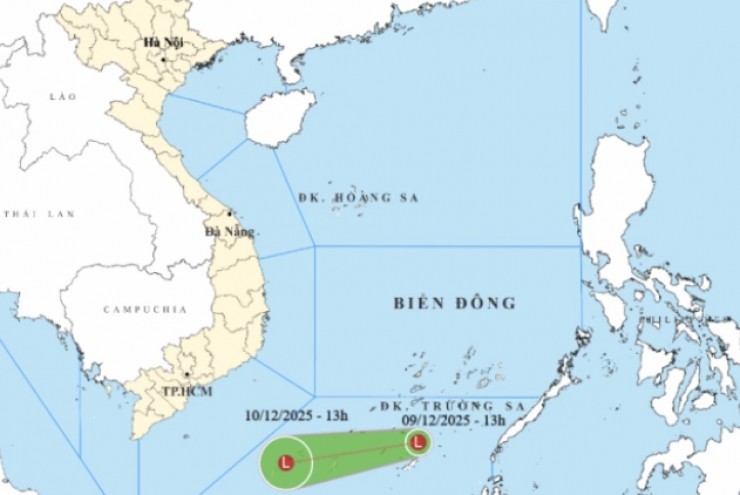 Vùng áp thấp xuất hiện ở Nam Biển Đông