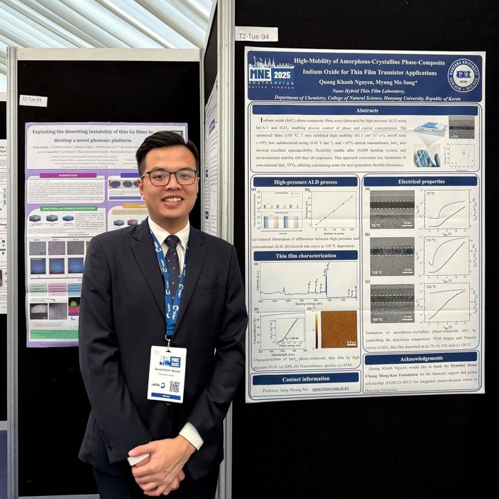 Nguyễn Quang Khánh tại Hội nghị Kỹ thuật Micro và Nano quốc tế lần thứ 51 tại Southampton, Vương quốc Anh, tháng 9/2025 (Ảnh: NVCC)