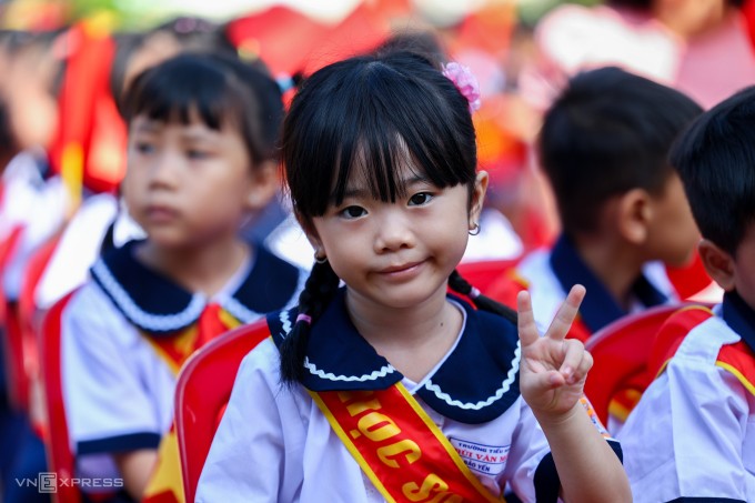 Học sinh trường tiểu học Bùi Văn Mới, phường Phước Long, TP HCM, tháng 9/2025. Ảnh: Quỳnh Trần