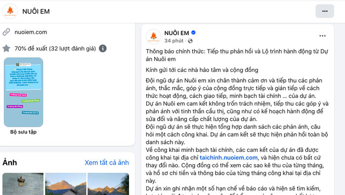 Dự án "Nuôi em" tiếp tục lên tiếng sau lùm xùm về minh bạch tài chính