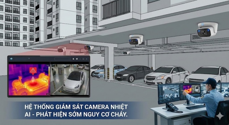 Mô phỏng một hệ thống camera giám sát nhiệt sử dụng AI. 
