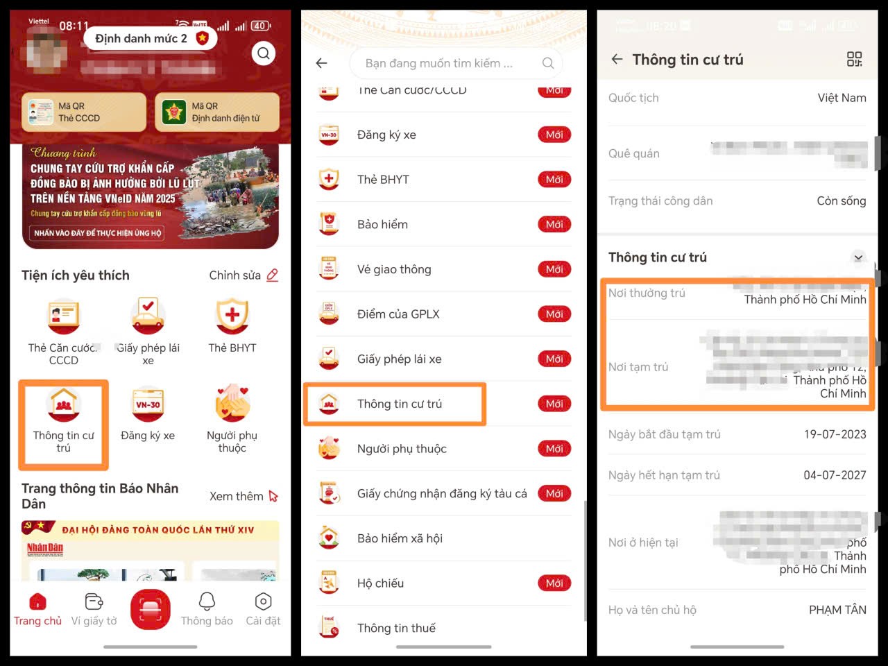 Cách kiểm tra đã có nơi thường trú, tạm trú trên VNeID hay chưa? - 1