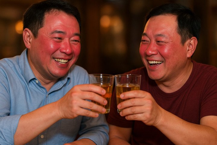 Hiện tượng đỏ bừng hoặc tái nhợt sau khi uống rượu khiến không ít người lo lắng.