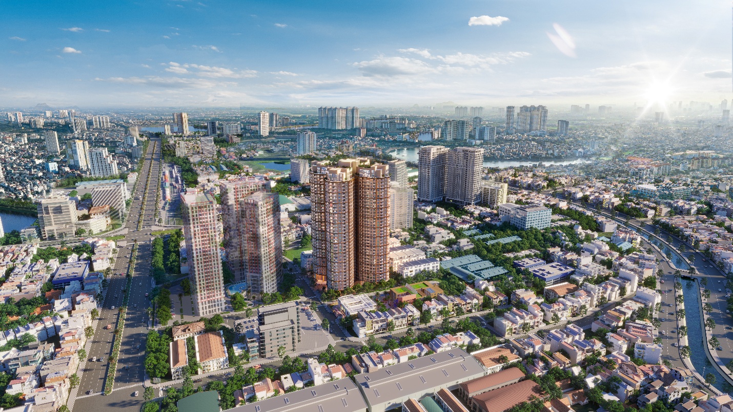 The Queen tọa lạc ngay mặt đường Giải Phóng, khu vực trung tâm với mật độ dân cư cao và lợi thế kết nối vành đai 2,5, metro tương lai