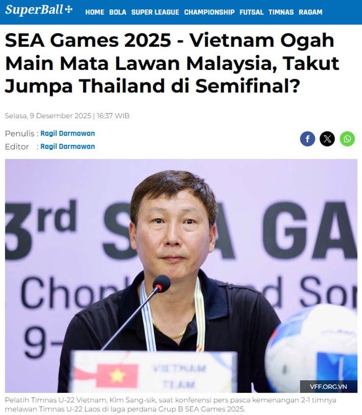 Tờ Superball của Indonesia tin rằng U22 Việt Nam sẽ nỗ lực để đánh bại U22 Malaysia