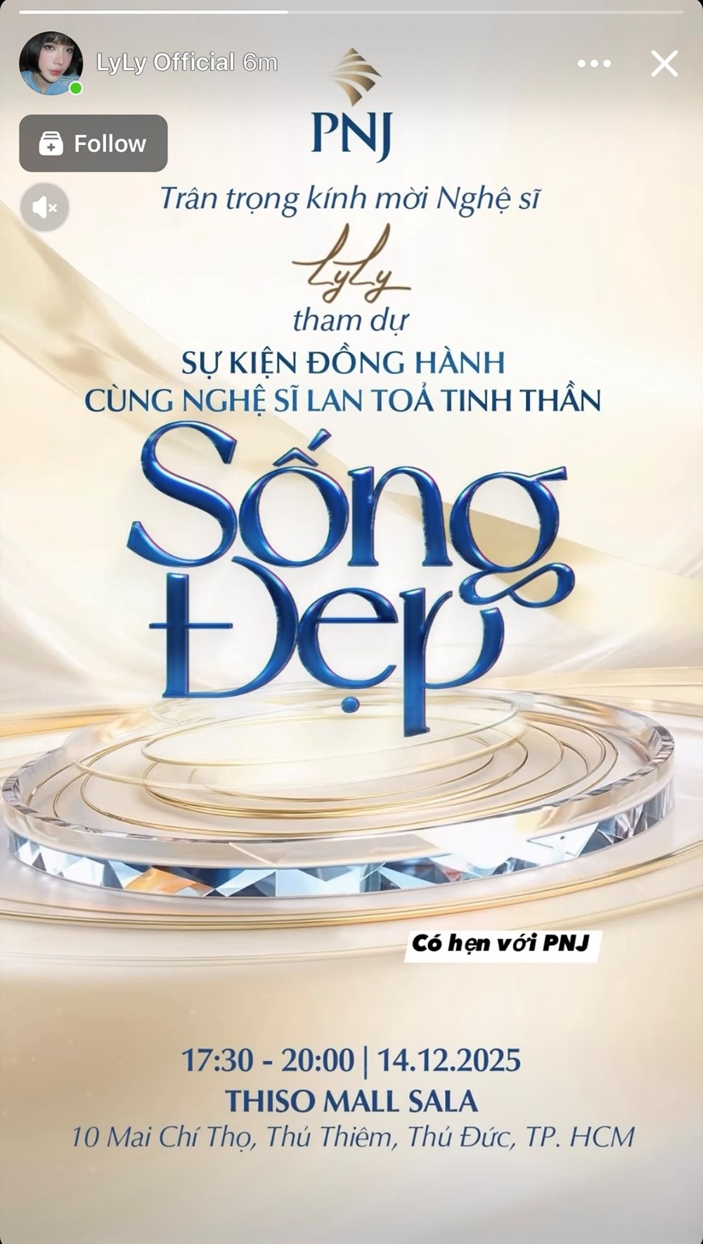 Phan Mạnh Quỳnh, LyLy xác nhận tham gia sự kiện của PNJ trên trang Facebook cá nhân.