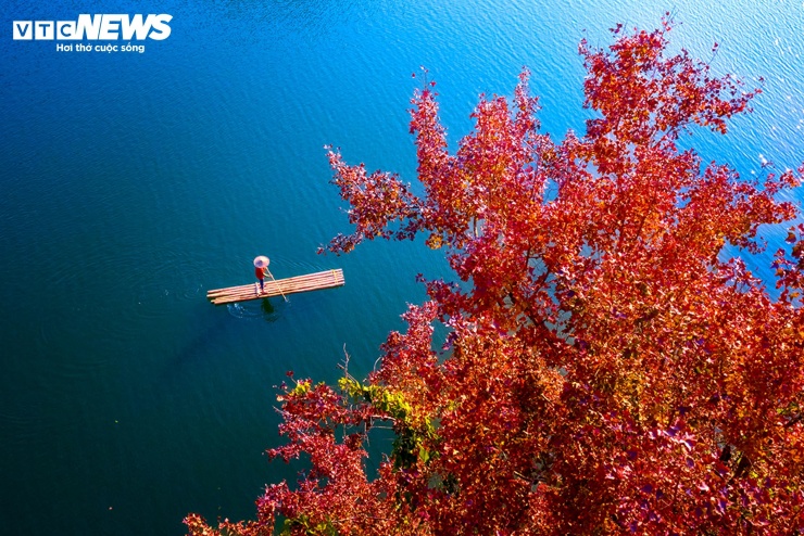 Hồ nhân tạo ở Cao Bằng rực rỡ như trời Âu mùa phong hương thay lá - 4