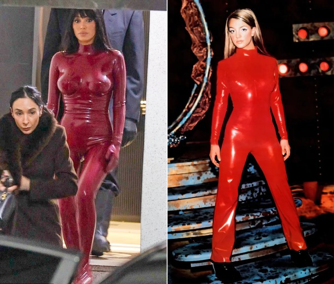 Trang phục của Bianca gợi nhớ đến bộ jumpsuit Britney Spears mặc trong MV Oops!... I Did It Again.