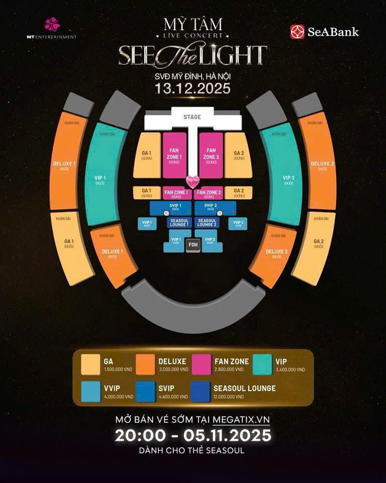 Siêu Concert See The Light của nữ ca sĩ Mỹ Tâm tổ chức 13/12/2025.