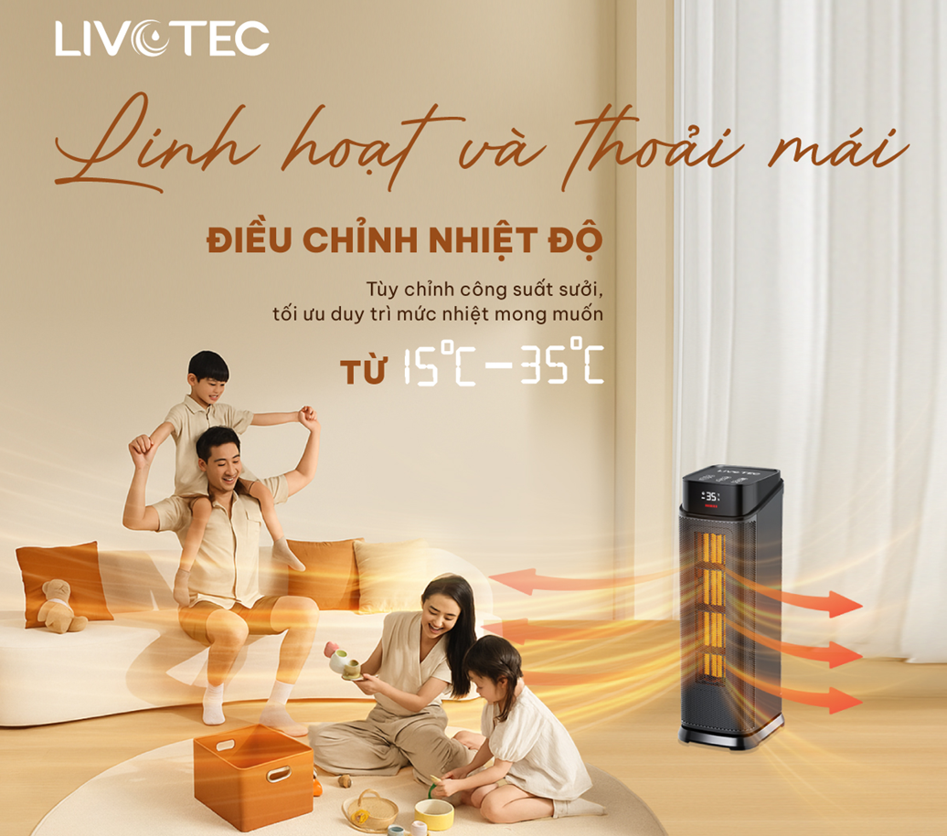 Máy sưởi gốm Livotec LCH – 2089T ấm nhanh chỉ trong 5 giây