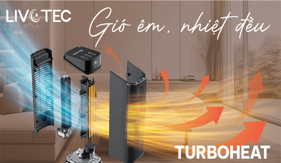 Công nghệ TurboHeat cho gió êm, nhiệt đều, ấm nhanh hơn 1,3 lần