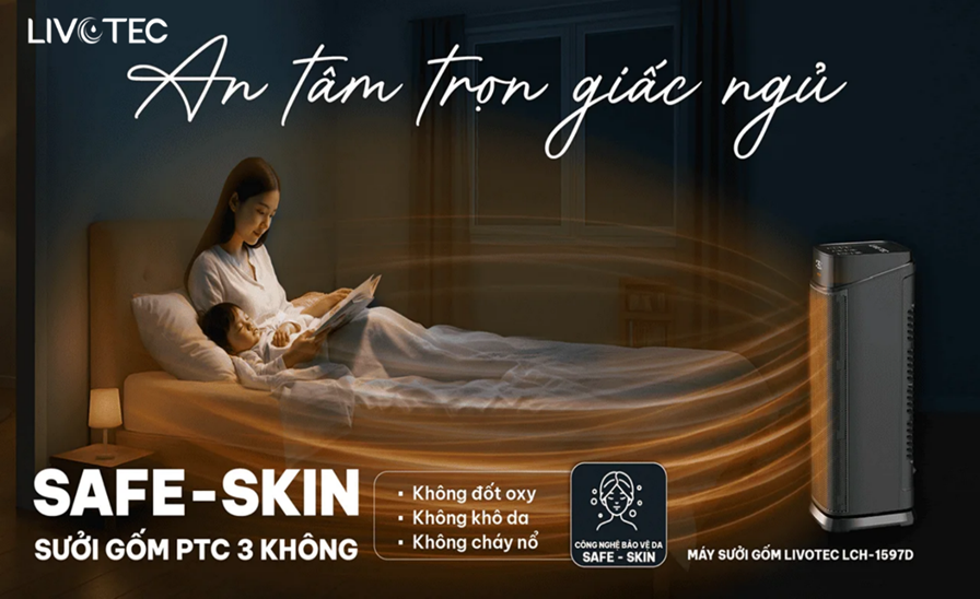 Máy sưởi gốm Livotec LCH-2079T với công nghệ PTC 3 không: