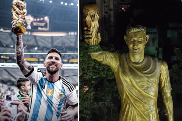 Tượng Messi cao 21m gây sốt ở Ấn Độ, bị chê giống... Ronaldo