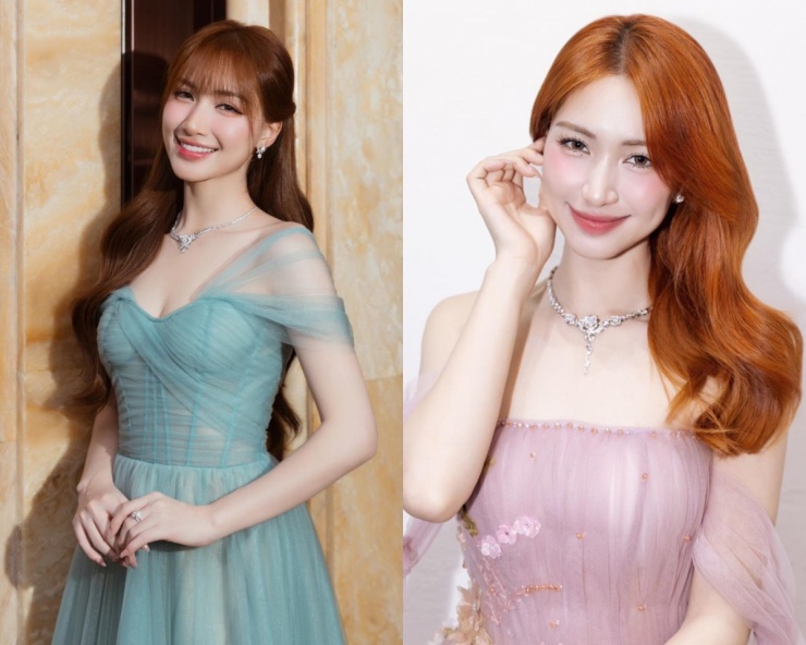 Cô thích đầm xuyên thấu màu sắc pastel kết hợp vòng cổ, bông tai.