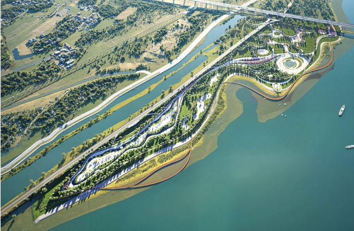 Phối cảnh Dự án Trục đại lộ cảnh quan sông Hồng.