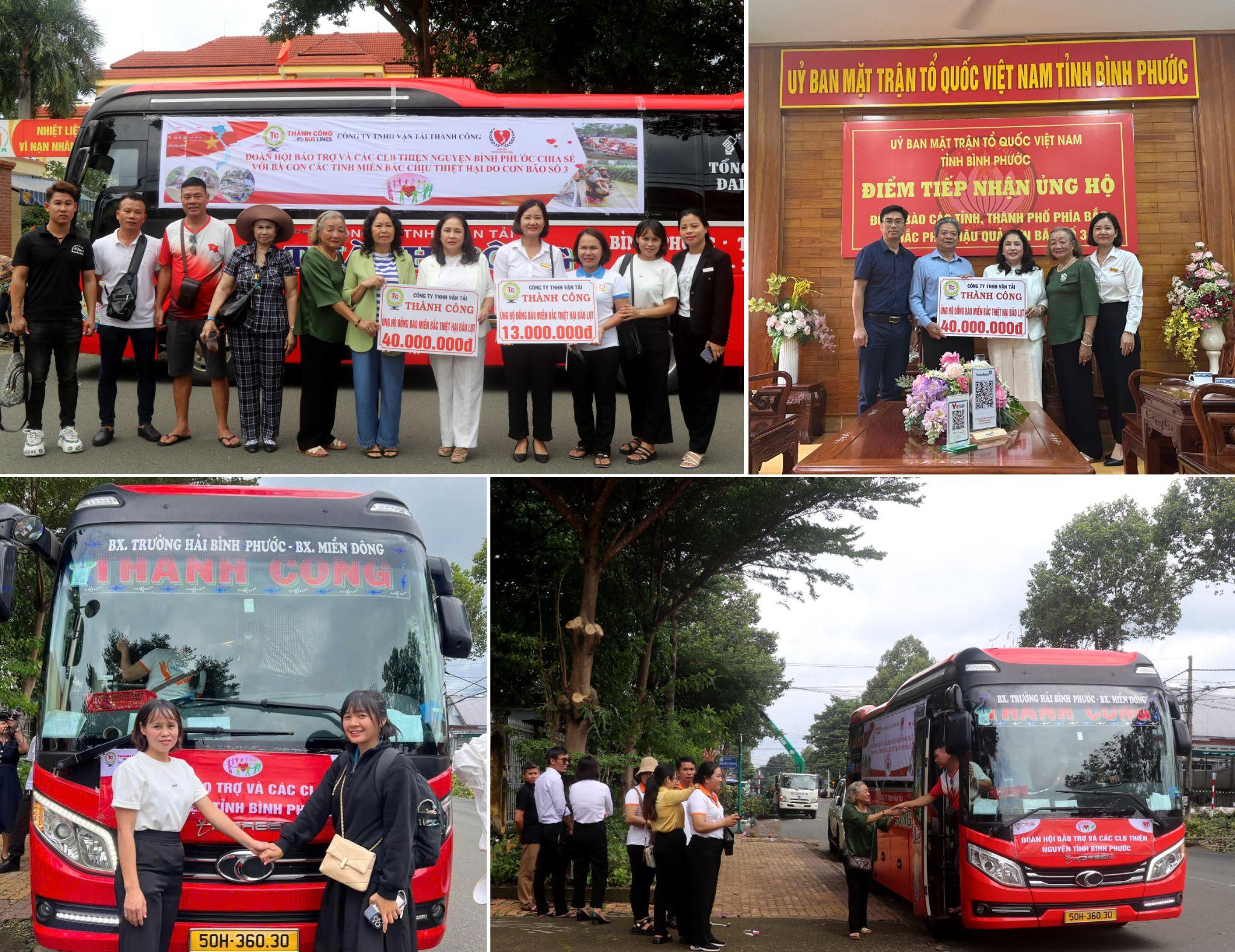 Những thùng hàng cứu trợ Miền Bắc được Xe Khách Thành Công Bình Phước nhanh chóng trao tận tay người dân