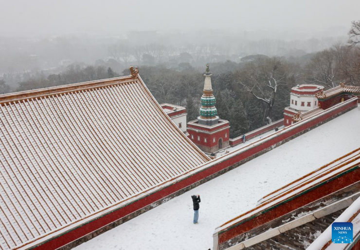 Khách đổ xô check in tuyết đầu mùa ở Bắc Kinh - 7