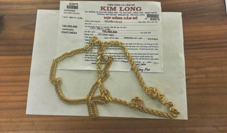 Dây chuyền vàng giả đối tượng Bình cầm cố lừa đảo chiếm đoạt tài sản
