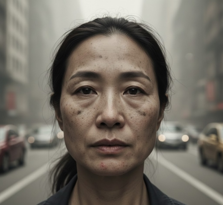 Khi làn da thường xuyên tiếp xúc với môi trường khói bụi, ô nhiễm sẽ dẫn đến nám sạm, lão hóa sớm... Ảnh minh họa