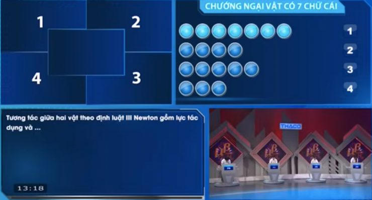 Các thí sinh suy nghĩ, đưa ra đáp án câu hỏi đầu tiên.