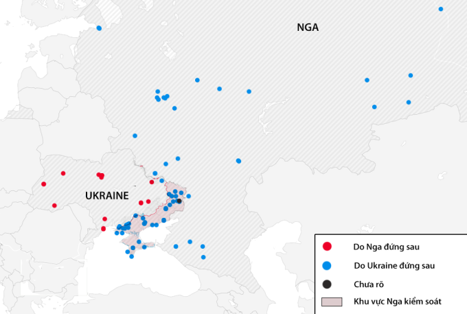 Số lượng nỗ lực ám sát tại Nga và Ukraine từ tháng 1/2022 đến 8/2025. Đồ họa: Telegraph
