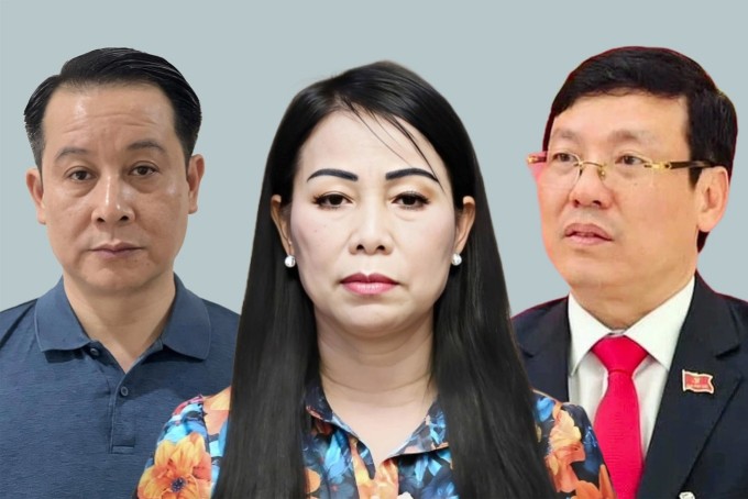 Cựu Phó bí thư thường trực Phạm Hoàng Anh, cựu Bí thư Hoàng Thị Thúy Lan và cựu Chủ tịch Lê Duy Thành (từ trái qua).