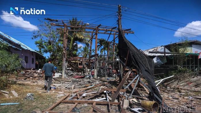 Một công trình bị hư hại ở Thái Lan. Ảnh: The Nation