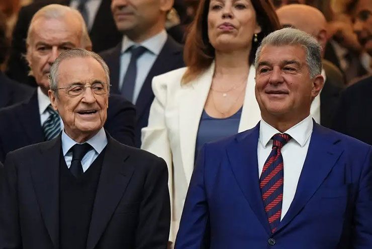Florentino Perez (trái) và Joan Laporta (phải), chủ tịch của Real Madrid & Barcelona
