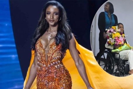 Hoa hậu Jamaica ngồi xe lăn trở về quê nhà sau tai nạn tại Miss Universe