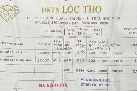 Kết quả vụ việc khách hàng ‘tố’ khó khăn bán lại vàng ở tiệm vàng Hóc Môn